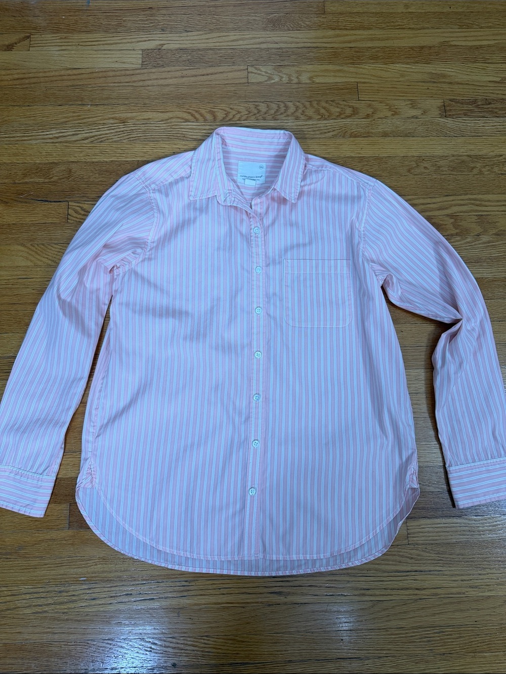 Women’s Pink Stripe Button-Down BF Shirt